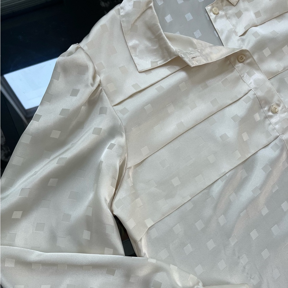 VTG Jennifer Women’s Polyester Button-Up Business Shirt+Shoulder Pads- Sz: 16